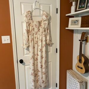 White Floral Smocked Wide Leg Jumpsuit (perfect for bridal shower!)